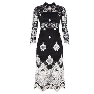 Alexis Helena Black and white floral lace dress